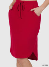 Load image into Gallery viewer, Jogger Skirt Tulip Hem in Red