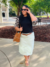 Load image into Gallery viewer, The Remi Denim Midi Skirt in Sage (4-20)