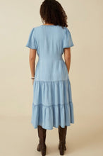 Load image into Gallery viewer, Button Front Side Smocked Denim Tencel Dress