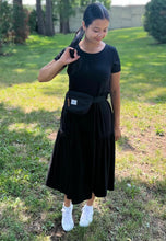 Load image into Gallery viewer, Sandy Tiered Short Sleeve Midi Dress in Black