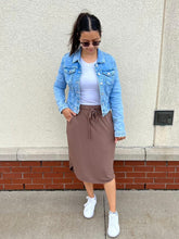 Load image into Gallery viewer, Jogger Skirt Tulip Hem in Mocha