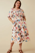 Load image into Gallery viewer, Mixed Floral Smocked Bodice Ruffle Sleeve Dress