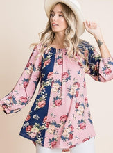 Load image into Gallery viewer, Floral Print Top in Blush/Navy (FINAL SALE)