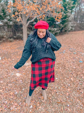 Load image into Gallery viewer, Checkered Plaid A-Line Swing Skirt (Red)