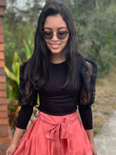 Load image into Gallery viewer, Puff Lace Sleeves Top in BLK (FINAL SALE)