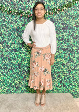 Load image into Gallery viewer, Floral Mermaid Hem Skirt in Blush (FINAL SALE)