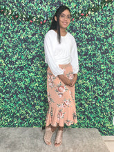Load image into Gallery viewer, Floral Mermaid Hem Skirt in Blush (FINAL SALE)