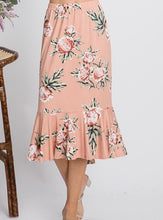 Load image into Gallery viewer, Floral Mermaid Hem Skirt in Blush (FINAL SALE)