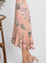 Load image into Gallery viewer, Floral Mermaid Hem Skirt in Blush (FINAL SALE)