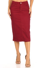 Load image into Gallery viewer, Anna Twill Denim Skirt in Burgundy