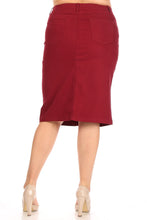 Load image into Gallery viewer, Anna Twill Denim Skirt in Burgundy
