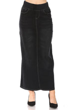 Load image into Gallery viewer, Alexa Denim Long Skirt in Black -FINAL SALE