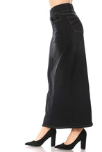 Load image into Gallery viewer, Alexa Denim Long Skirt in Black -FINAL SALE