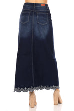 Load image into Gallery viewer, Heavenly Lace Long Denim Skirt in Dk. Indigo - FINAL SALE