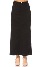 Load image into Gallery viewer, Anna Long Twill Skirt in Black