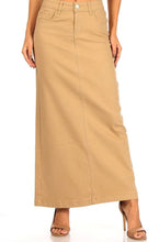 Load image into Gallery viewer, Anna Long Twill Skirt in Khaki