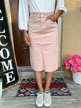 Load image into Gallery viewer, The Remi Denim Midi Skirt in Blush (2-24)