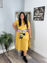 Load image into Gallery viewer, Sandy Tiered Short Sleeve Midi Dress in Mustard