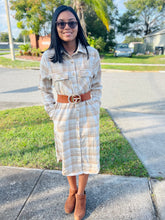 Load image into Gallery viewer, Dani Long Plaid Button Front Shirt Dress