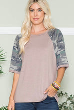 Load image into Gallery viewer, Fashion Camo Sleeves Top in Mocha