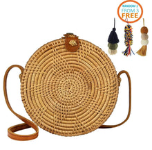 Load image into Gallery viewer, Star Round Rattan Tote Handbag