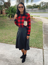 Load image into Gallery viewer, Taylor Faux Leather A-line Midi Skirt