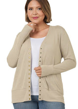 Load image into Gallery viewer, Lovely Snap Button Sweater Cardigan in Tan