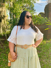 Load image into Gallery viewer, Jersey Scoop Neck Lace Sleeves Top in Ivory (XL-2X)