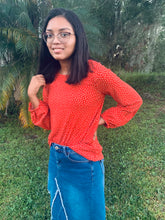 Load image into Gallery viewer, Swiss Dotted Long Sleeve Blouse in Rust