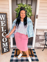 Load image into Gallery viewer, Jogger Skirt Tulip Hem in Rose