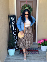 Load image into Gallery viewer, Leopard Print High Waisted A-line Midi Skirt (Final Sale)