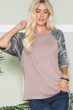 Load image into Gallery viewer, Fashion Camo Sleeves Top in Mocha