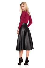 Load image into Gallery viewer, Taylor Faux Leather A-line Midi Skirt