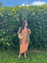 Load image into Gallery viewer, Samanta Belted Short Sleeve Tulip Long Dress in Butter Orange