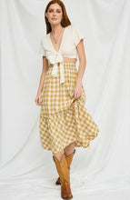 Load image into Gallery viewer, Checkered Ruffle Tiered Skirt in Mustard Yellow
