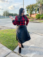 Load image into Gallery viewer, Taylor Faux Leather A-line Midi Skirt