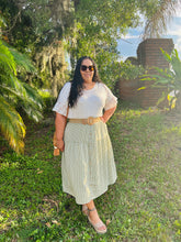 Load image into Gallery viewer, Gingham Elastic Waist Button Down Skirt in Sage