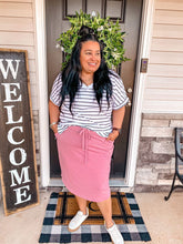 Load image into Gallery viewer, Jogger Skirt Tulip Hem in Rose