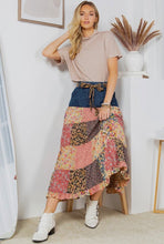 Load image into Gallery viewer, Patchwork Overdyed Maxi Skirt with Tiered Denim
