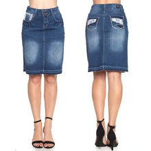 Load image into Gallery viewer, Jazmin Indigo Wash Denim Skirt (FINAL SALE)
