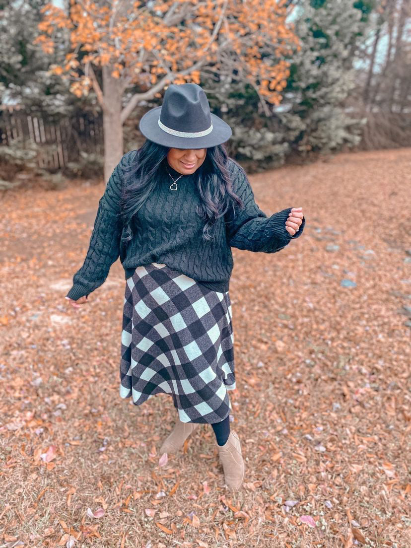 Black White Buffalo Plaid Skirt Dress4Heavens