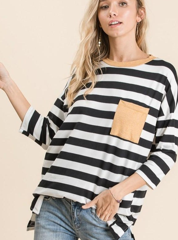 Black & White Striped Top