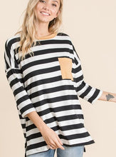 Load image into Gallery viewer, Black &amp; White Striped Top
