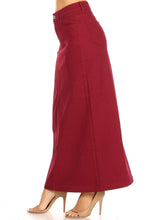 Load image into Gallery viewer, Anna Long Twill Skirt in Burgundy
