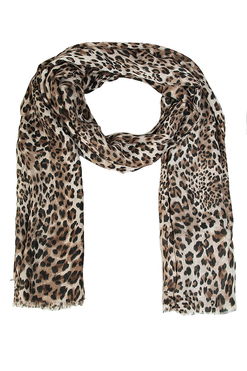 Leopard Print Sheer Scarf (Br)