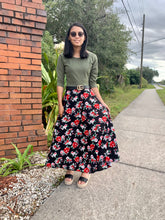 Load image into Gallery viewer, The Bethany Maxi Dress in Olive/Floral
