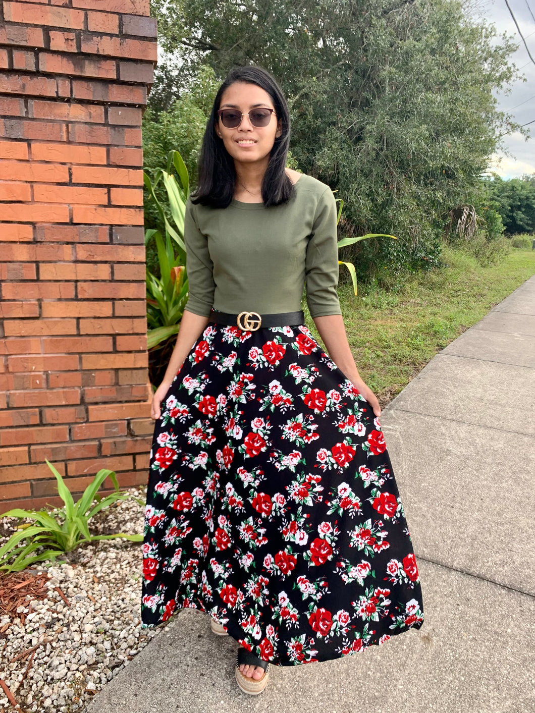 The Bethany Maxi Dress in Olive/Floral