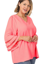 Load image into Gallery viewer, Woven Wool Mesh Panel Top in Coral Pink
