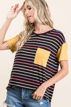 Load image into Gallery viewer, Short Sleeve Stripes Shirt (Yellow)
