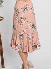 Load image into Gallery viewer, Floral Mermaid Hem Skirt in Blush (FINAL SALE)
